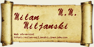 Milan Miljanski vizit kartica